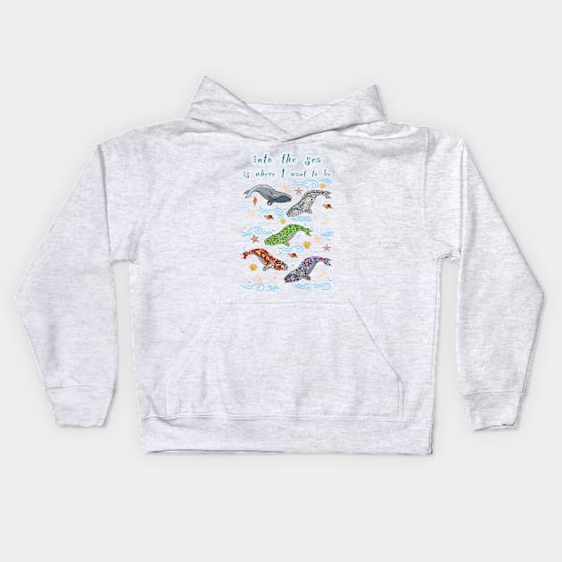 Whales, Right Whales, Georgia, State Marine Mammal Kids Hoodie by cfmacomber